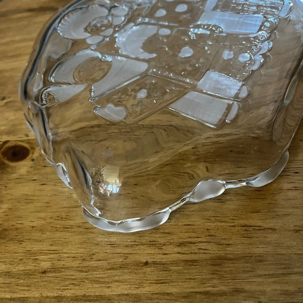 Vintage Mikasa Carolers Candy‎ Dish/ Nuts Frosted Glass (8in by 6in)